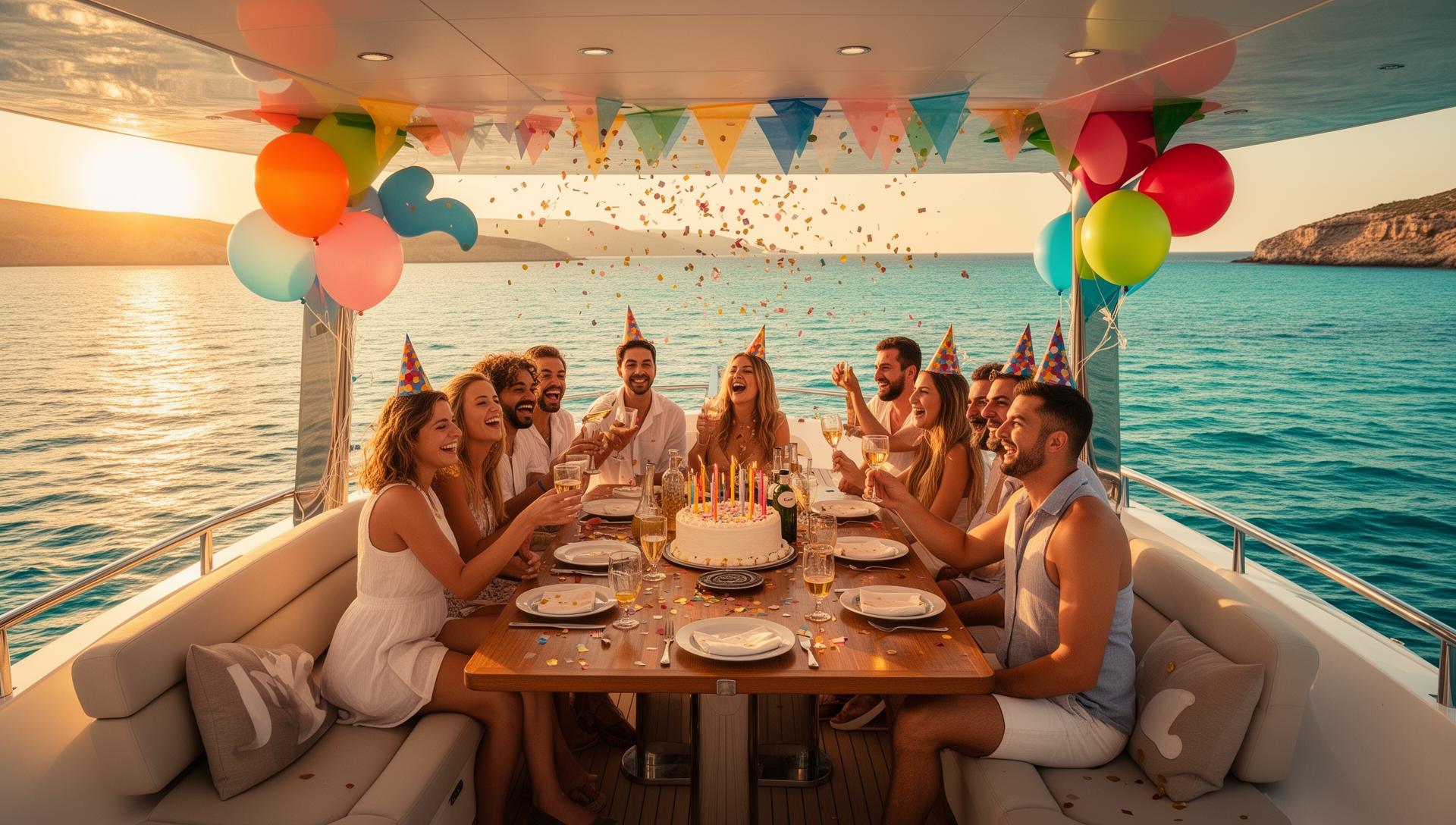 Cumpleaños en barco en Ibiza