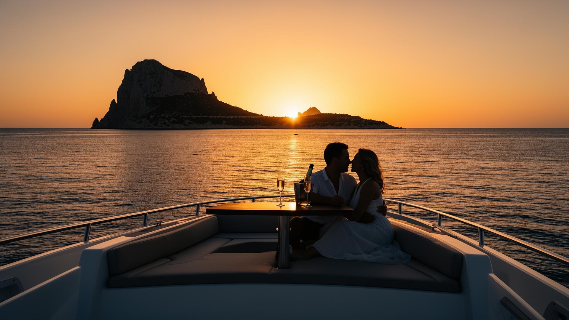 Experiencia romántica en barco en Ibiza